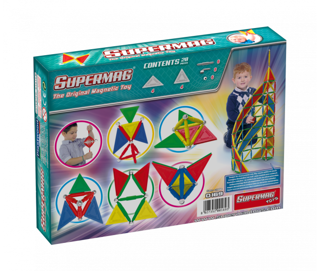 Set de constructie magnetic de baza Supermag Tags 28 piese