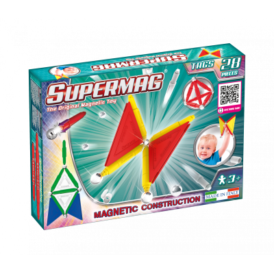 Set de constructie magnetic de baza Supermag Tags 28 piese