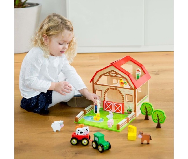 Set ferma joc de rol - Hambar cu figurine din lemn Set ferma joc de rol - Hambar cu figurine din lemn