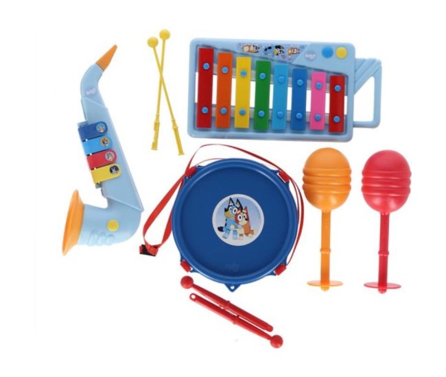 Set Xilofon, Tamburina, Saxofon si Maracas Bluey Set Xilofon, Tamburina, Saxofon si Maracas Bluey