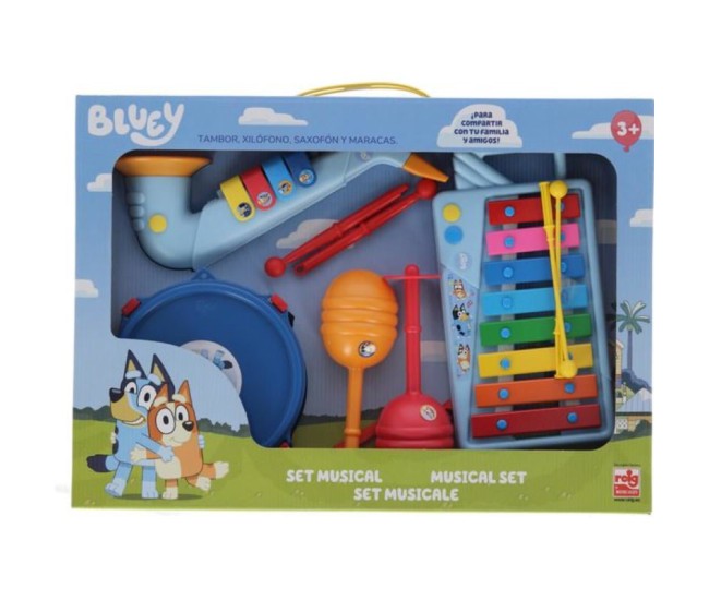 Set Xilofon, Tamburina, Saxofon si Maracas Bluey Set Xilofon, Tamburina, Saxofon si Maracas Bluey