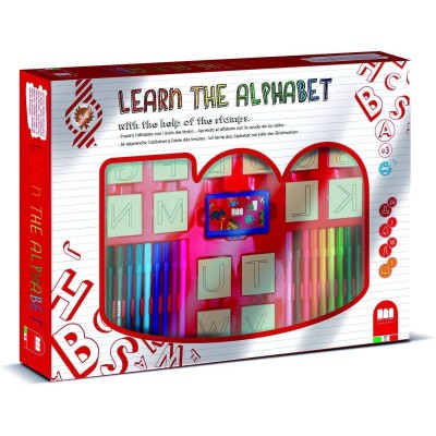 Set educativ cu stampile Alfabet 46 piese, 26 stampile, tus, 18 carioci  Multiprint MP1941