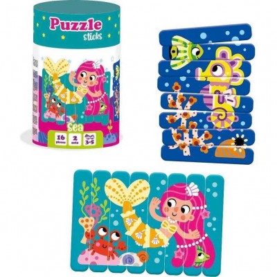 Set puzzle-uri din betisoare Sirena si Calut de mare, 16 piese Roter Kafer RK1090-03