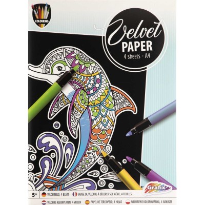 Set pictura 4 planse de colorat catifelate Velvet Paper 30x21 cm Grafix GR150054