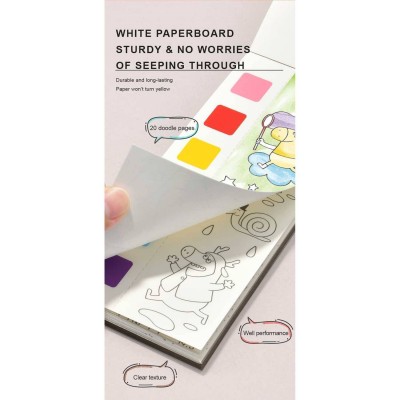 Carte de colorat cu apa,  pensula de pictat si culori incluse, 19 x 8 x 1.3 cm, Wonderful Holiday Mideer MD4226