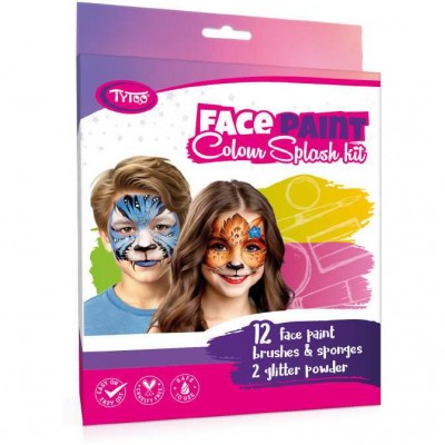 Set vopsea pentru fata Colour Splash 12 culori, 2 pulbere cu sclipici Tytoo KQPXX1800327