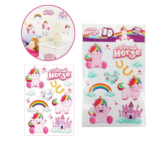 Set stickere perete 3D Unicorn Dream Horse Toi-Toys TT46144A