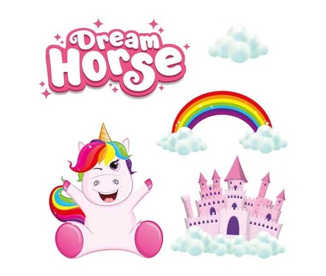 Set stickere perete 3D Unicorn Dream Horse Toi-Toys TT46144A