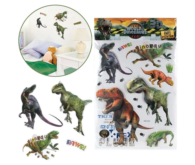 Set stickere perete 3D Lumea Dinozaurilor Toi-Toys TT46146A