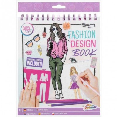 Carte de colorat Fashion Design Book cu stickere si sabloane incluse Grafix GR230005