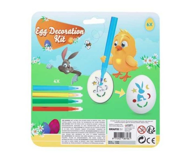 Set 6 sabloane decorat oua Paste si 4 carioci colorate Grafix GR810009
