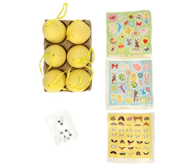 Set 6 oua pentru Paste cu 3 foi cu stickere si 12 ochi miscatori Grafix GR810034G Set 6 oua pentru Paste cu 3 foi cu stickere si 12 ochi miscatori Grafix GR810034G