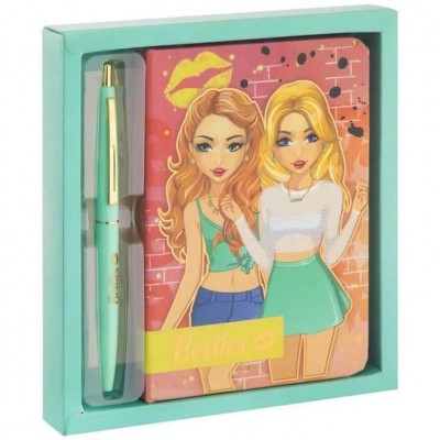 Carnetel Besties cu Pix 90 de File Liniate,15 x 10.5 cm Grafix GR140045
