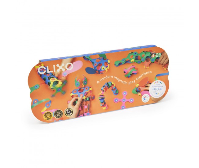 Clixo® joc magnetic de construit - Super Curcubeu (60 piese) Clixo® joc magnetic de construit - Super Curcubeu (60 piese)
