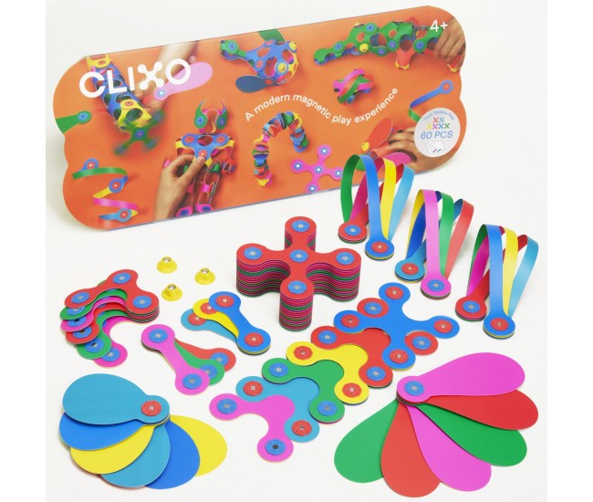 Clixo® joc magnetic de construit - Super Curcubeu (60 piese) Clixo® joc magnetic de construit - Super Curcubeu (60 piese)