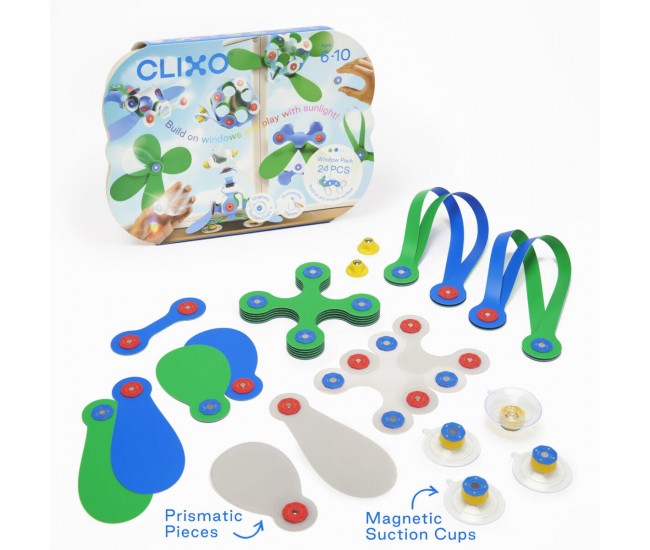 Clixo® joc magnetic de construit - Arta pe geam (24 piese) Clixo® joc magnetic de construit - Arta pe geam (24 piese)