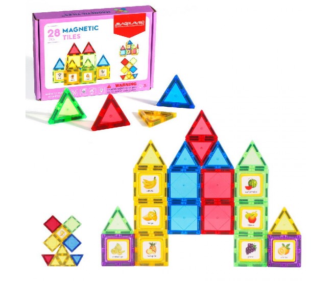 Set de constructie magnetic 3D - 28 piese Set de constructie magnetic 3D - 28 piese