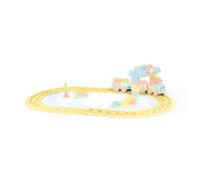 Set de constructii cu trenulet - 58 piese (pastel)