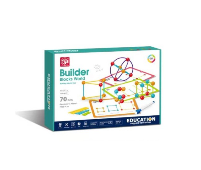 Set de constructie STEAM - Forme 3D (70 piese) Set de constructie STEAM - Forme 3D (70 piese)