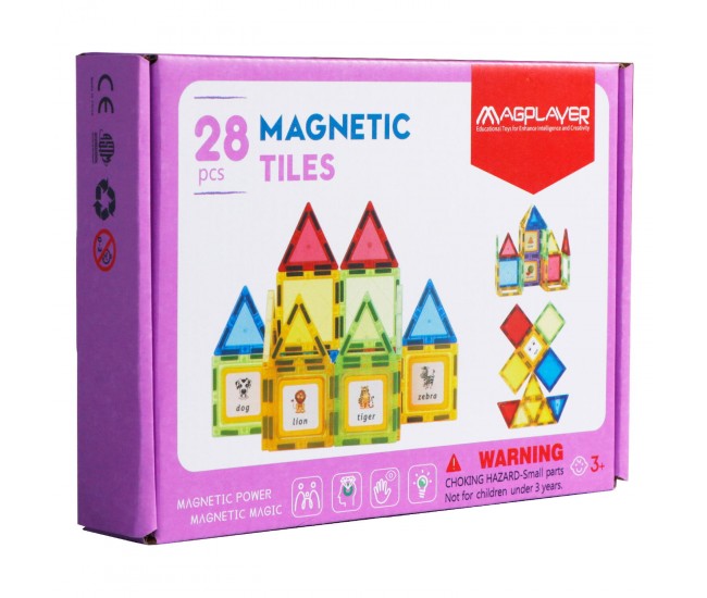 Set de constructie magnetic 3D - 28 piese Set de constructie magnetic 3D - 28 piese