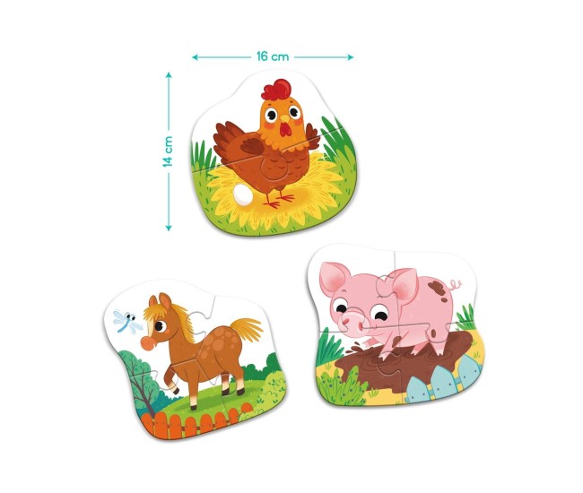 Puzzle 3 in 1 - O zi la ferma (2,3,4 piese) Puzzle 3 in 1 - O zi la ferma (2,3,4 piese)