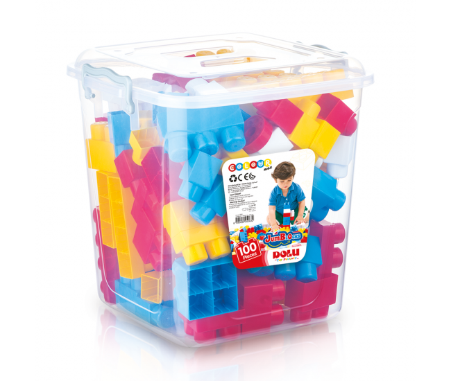 Cuburi mari de construit in cutie - 100 piese Cuburi mari de construit in cutie - 100 piese