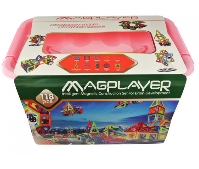 Joc de constructie magnetic - 118 piese Joc de constructie magnetic - 118 piese
