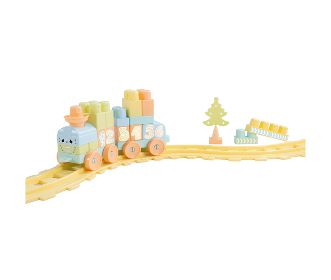 Set de constructii cu trenulet - 36 piese (pastel)