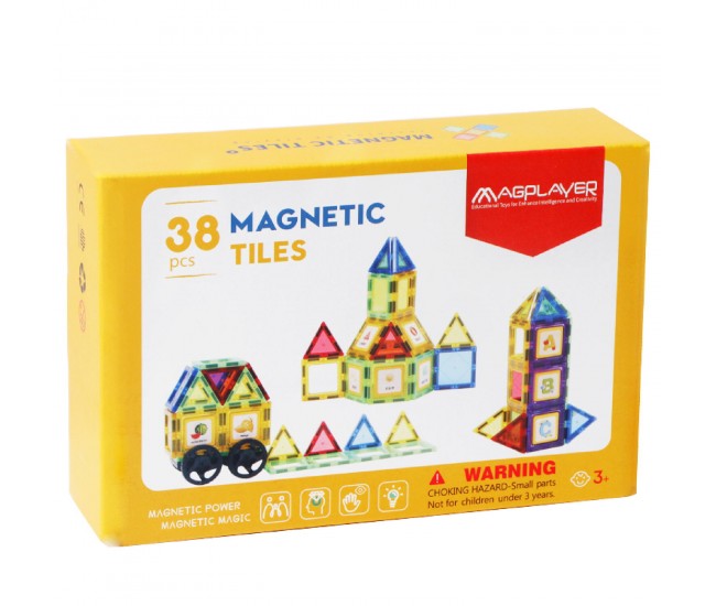 Set de constructie magnetic 3D - 38 piese Set de constructie magnetic 3D - 38 piese