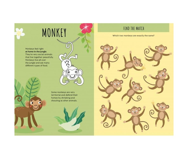 Carte de activitati cu abtibilduri - Jungla Carte de activitati cu abtibilduri - Jungla