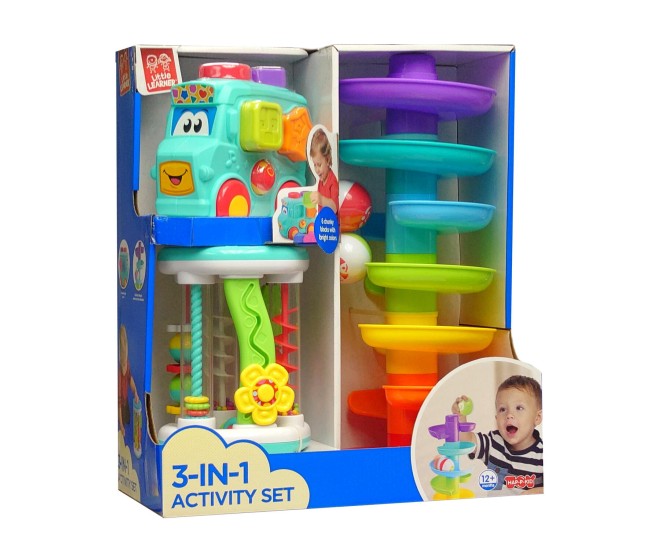 Set 3 in 1 - Autobuz cu sortator, cilindru & turnulet cu bile Set 3 in 1 - Autobuz cu sortator, cilindru & turnulet cu bile