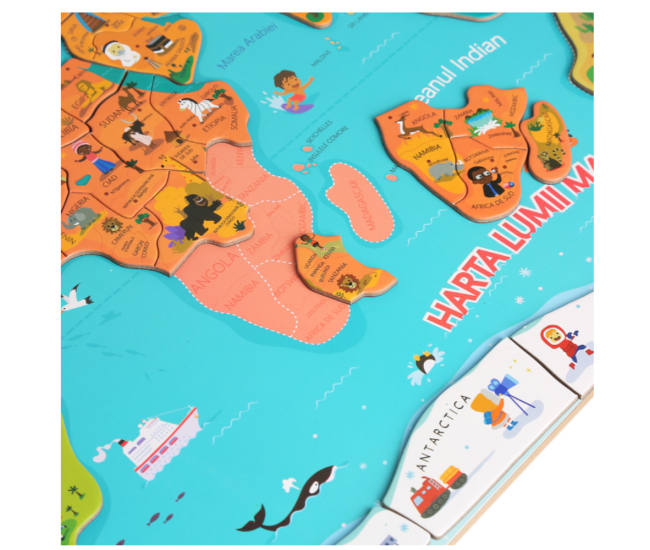 Harta lumii mare - puzzle magnetic (lb.romana) Harta lumii mare - puzzle magnetic (lb.romana)