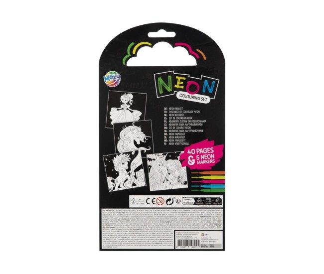 Carte de colorat cu carioci neon - Peripetiile unicornului Carte de colorat cu carioci neon - Peripetiile unicornului