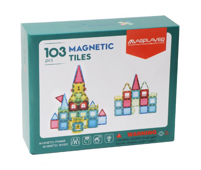 Set de constructie magnetic 3D - 103 piese Set de constructie magnetic 3D - 103 piese
