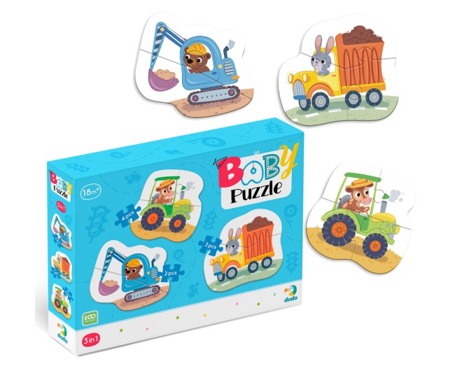 Baby puzzle 3 in 1 - Mijloace de transport (2,3,4 piese)