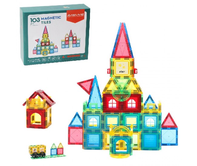 Set de constructie magnetic 3D - 103 piese Set de constructie magnetic 3D - 103 piese