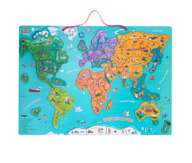 Harta lumii mare - puzzle magnetic (lb.romana) Harta lumii mare - puzzle magnetic (lb.romana)