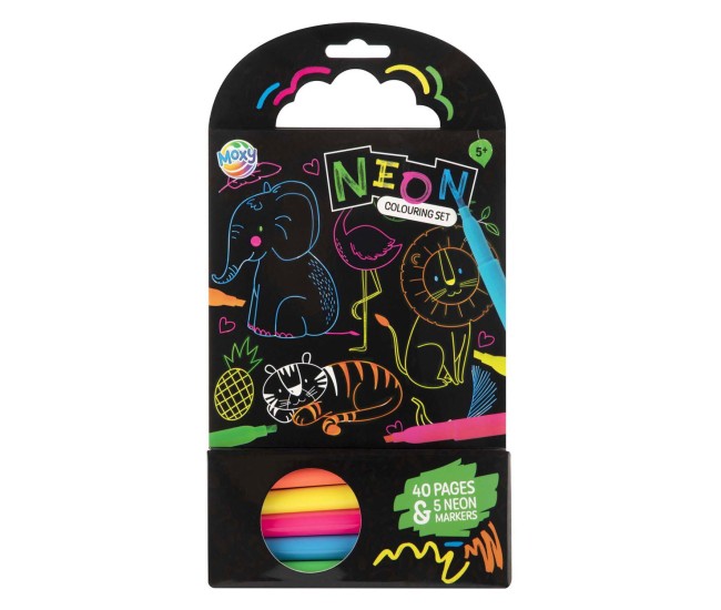 Carte de colorat cu carioci neon - Animalute Carte de colorat cu carioci neon - Animalute