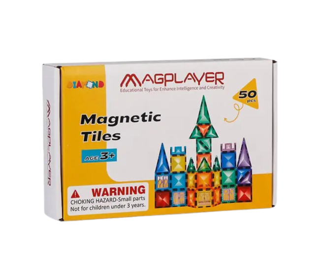 Set de constructie magnetic 3D - 50 piese Set de constructie magnetic 3D - 50 piese