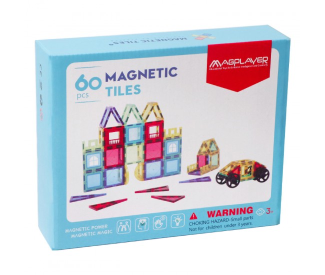 Set de constructie magnetic 3D - 60 piese Set de constructie magnetic 3D - 60 piese