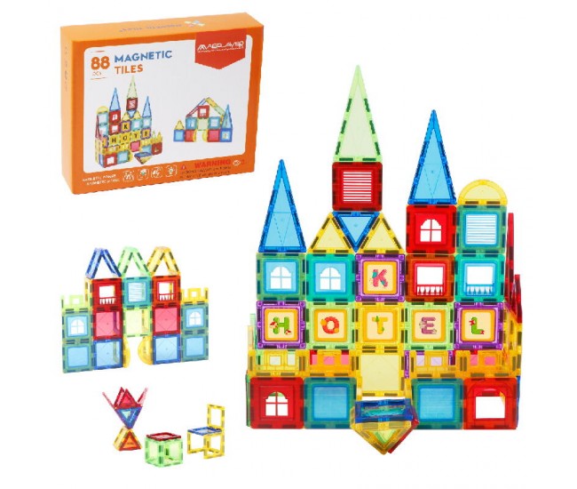 Set de constructie magnetic 3D - 88 piese Set de constructie magnetic 3D - 88 piese