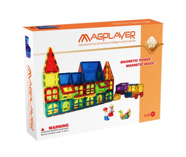 Set de constructie magnetic 3D - 158 piese Set de constructie magnetic 3D - 158 piese