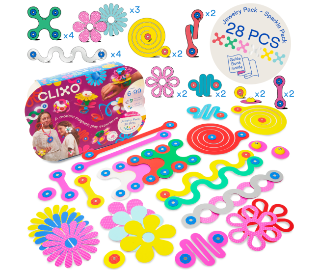 Clixo® joc magnetic de construit - Bijuterii colorate (28 piese) Clixo® joc magnetic de construit - Bijuterii colorate (28 piese)
