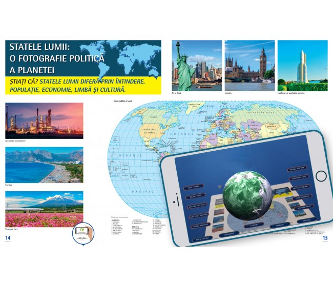Atlas geografic scolar. Cunoasterea Terrei prin realitatea augmentata Atlas geografic scolar. Cunoasterea Terrei prin realitatea augmentata