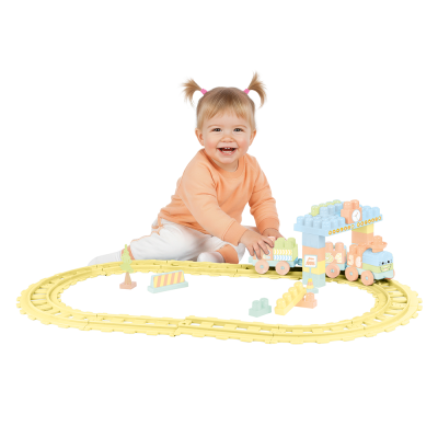 Set de constructii cu trenulet - 58 piese (pastel)