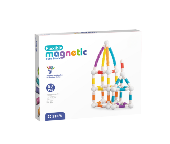 Set de constructie STEM magnetic - Tuburi flexibile (57 piese) Set de constructie STEM magnetic - Tuburi flexibile (57 piese)