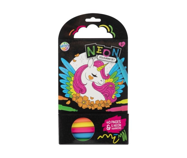 Carte de colorat cu carioci neon - Peripetiile unicornului Carte de colorat cu carioci neon - Peripetiile unicornului