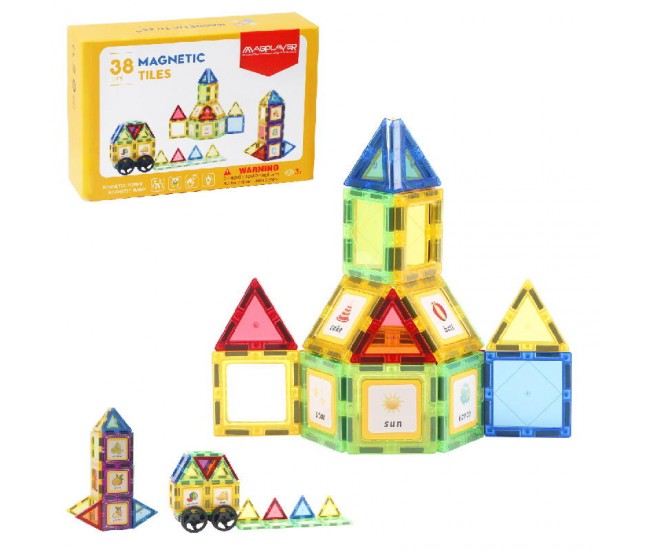 Set de constructie magnetic 3D - 38 piese Set de constructie magnetic 3D - 38 piese