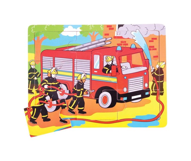 Puzzle incastru din lemn - Pompieri in misiune ( 9 piese) Puzzle incastru din lemn - Pompieri in misiune ( 9 piese)
