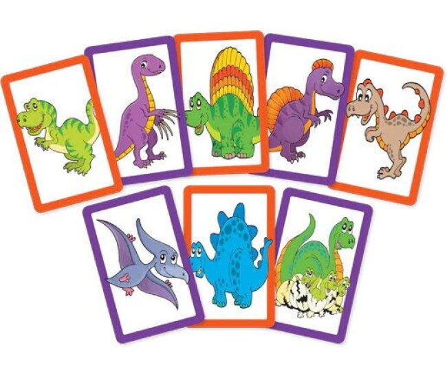 Joc de carti 2 in 1 - Dinozauri veseli Joc de carti 2 in 1 - Dinozauri veseli